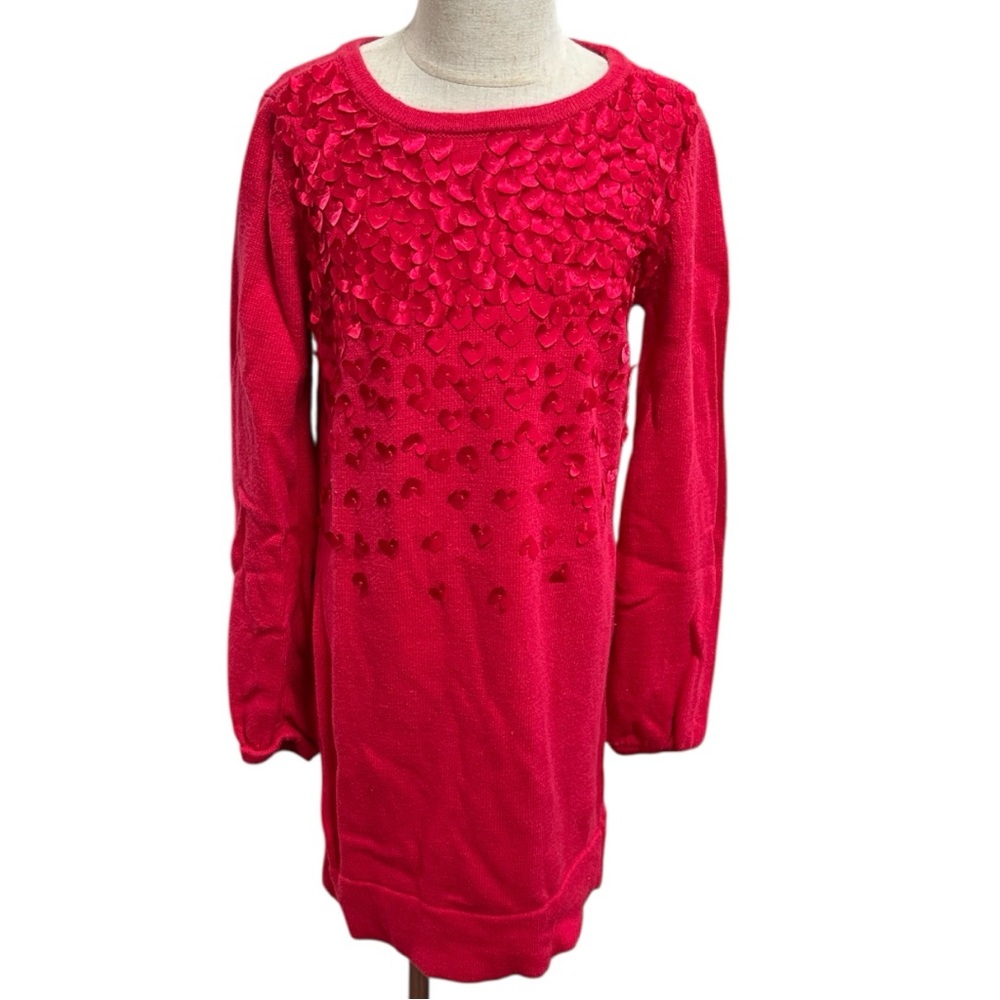 ❤️ Gap Kids Sweater Dress: Cozy Vibrant Red with 3D Heart Details